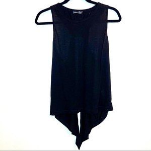 Black Racerback Open Cut Out Tie Back Sports Tank Top - Size Large